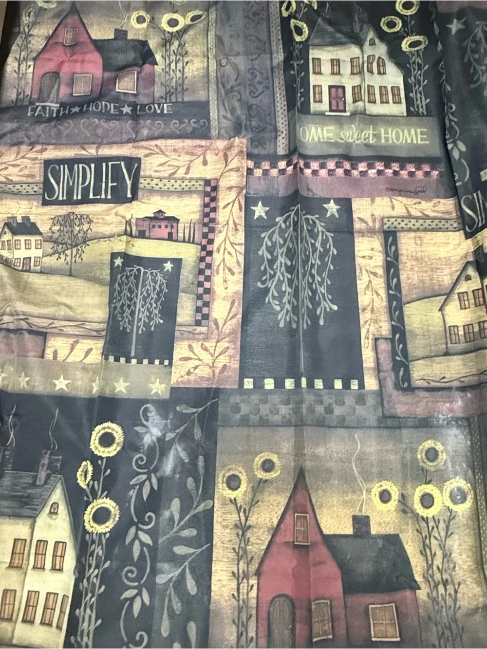 Primitive Country shower curtain and matching hooks